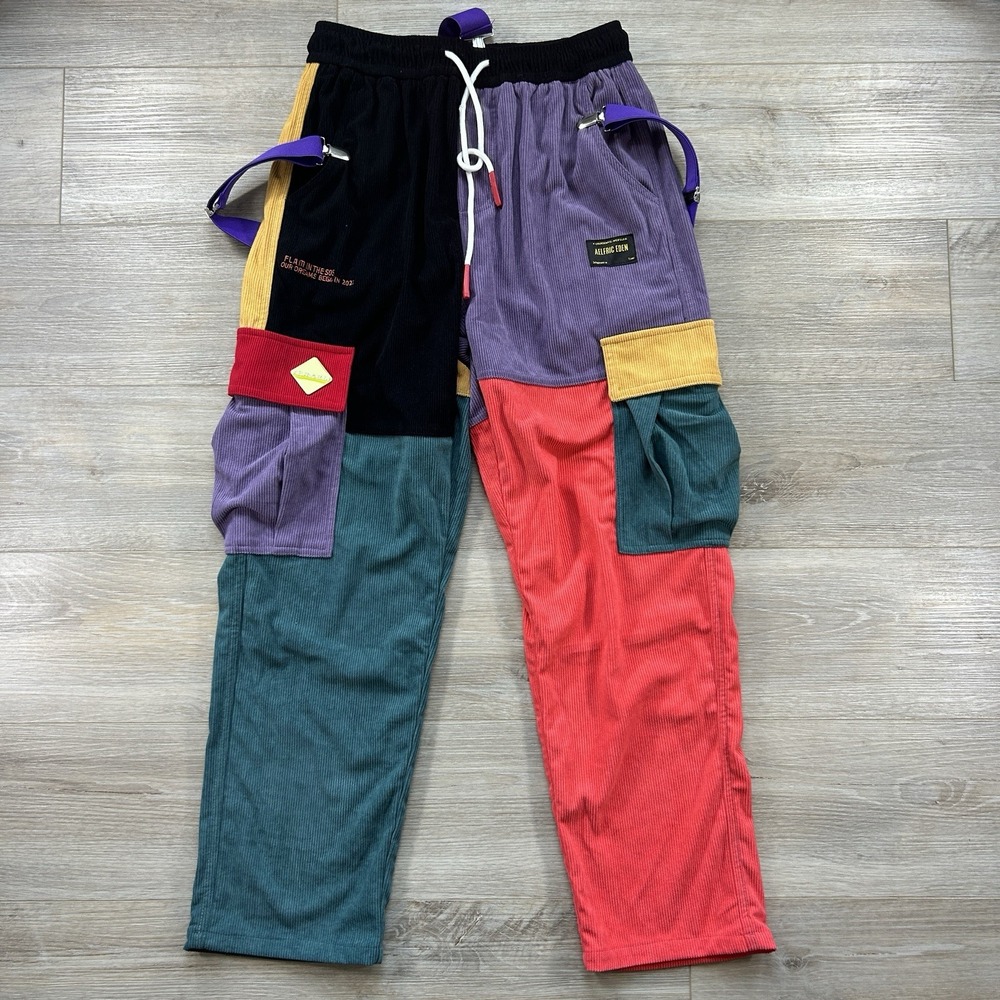 Aelfric Eden Small Corduroy Patchwork Embroidered Corduroy Cargo Suspenders